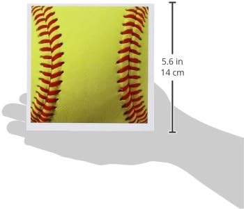 3drose softball close -up fotografia impressão - bola macia amarela e vermelha para fãs esportivos - cartões de felicitações, 6 x 6 polegadas, conjunto de 12