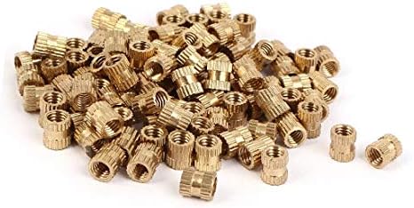 X-dree m4 x 6 mm 0,7 mm de cilindro de bronze cilindro inserção de rosca de bronze de 0,7 mm 100pcs (m4 x 6 mm 0,7 mm cilindro de latón molteado roscado insertar tuercas integradas 100pcs