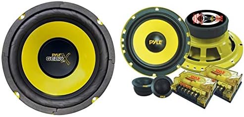 Pyle 6.5 '' 300W Mid Bass woofer Sound Speaker System-Pro Loud Range Audio, 60-20kHz, 4 ohm de impedância com 400W Sistema de alto-falante de componentes personalizados de 2 vias, cesta de aço eletroplatada e butil surround