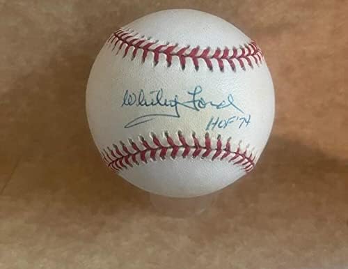 Whitey Ford Yankees Hof 74 assinado vintage A.L. Baseball JSA AI62713