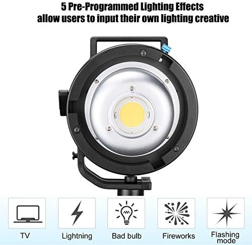 Sokani X60 V2 80W LED LED Vídeo Luz, 5600k Luz do dia CRI96+ TLCI 95+ 5 Efeito de iluminação pré-programado Efeito Ajuste