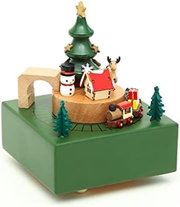 Xbwei Wood Carousel Christmas Music Box Gift Móveis para casa Retro Decorações de madeira Caixa de música