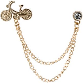Bicicleta de ouro na cavalaria e cadeia swarovski lapela pin badge casaco terno de casamento de presente de festa de colarinho de colarinho de colarinho de colar