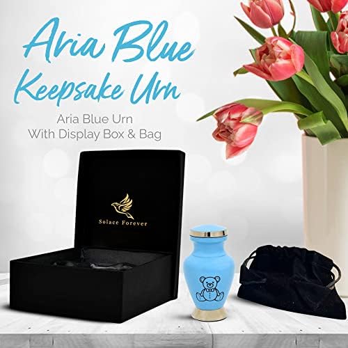 Urna de lembrança azul de bebê - mini urna infantil para menina ou menino - urna de pelúcia azul com caixa premium e bolsa -