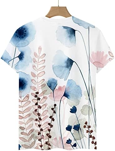Meninas pintura de tinta Flores estampas de flor Bomas de barco Spandex tops t camisetas de manga curta Blouses Summer Bloups