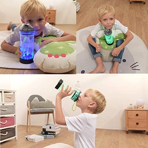 Lightzz Kids Water Bottle com 3D brilhante 2 x Dinosaur LED LUZ - 14 OZ Tritan BPA grátis - Creative Ideal Travel Cup Dinosaur Gift