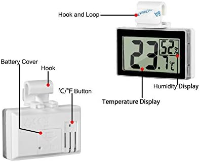 Termômetro de réptil higrômetro LCD Medidor de umidade digital Higrômetro Termômetro digital Hygrômetro para tanques de répteis de répteis Terrário Termômetro Termômetro com gancho Ideal para tanques de répteis