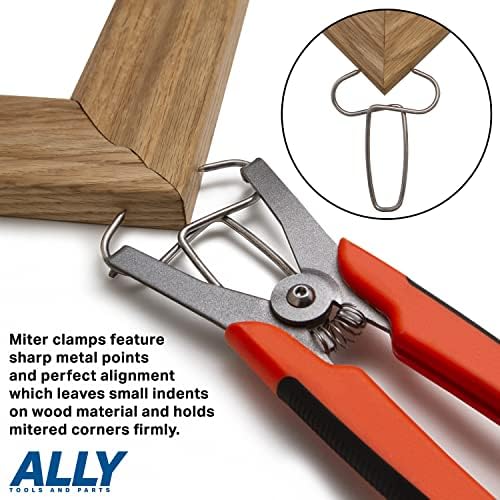 Ally Tools Mitre Mitre Spring Flamp com 16 grampos de mola de mitra - Design da alça carregada de mola - alça longa