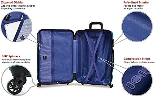 Conjunto de bagagem de giratória de 3 peças HIPACK Hardside, turquesa, One_size
