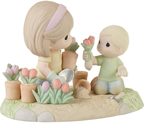 Momentos preciosos 223011 O amor de uma mãe faz um jardim Grow Bisque Porcelain Boy Figure