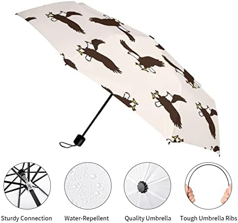 Bald Eagle Pattern Travel Umbrella portátil Guarda dobrável à prova de vento para chuva Automotor aberto