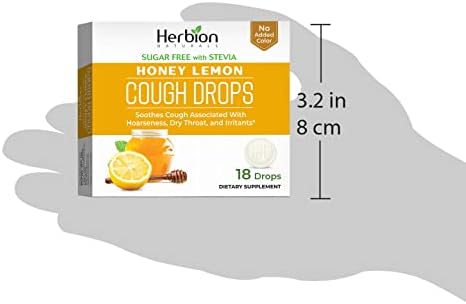 Herbion Naturals, sem açúcar, gotas com sabor natural de limão de mel, 18 gotas, anestesia oral - alivia a tosse, a garganta e a irritação brônquica, acalma a boca dolorida, para adultos e