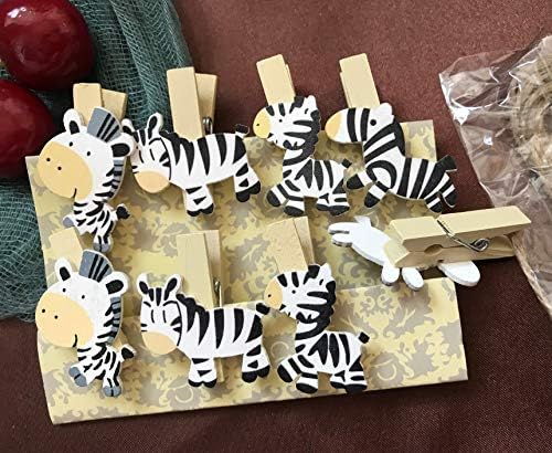 Clipes de madeira de zebra, pequenos pinos de papel foto