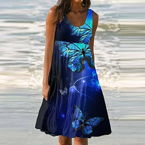Vestidos de fqzwong midi para mulheres de verão elegante férias de praia esvoaçantes de vestidos de vestuário da moda Trendy Vintage saindo de desgaste do resort