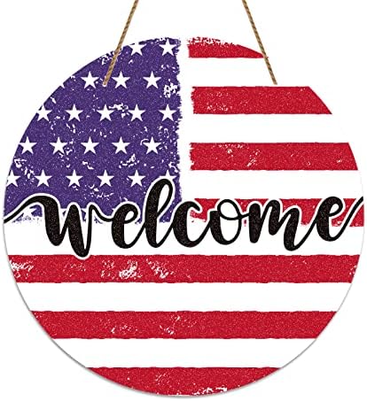 Waahome Americana Welcome Poor Sign para 4 de julho Decorações, 11,5 Patriótico Sinal de decoração de boas -vindas para decorações