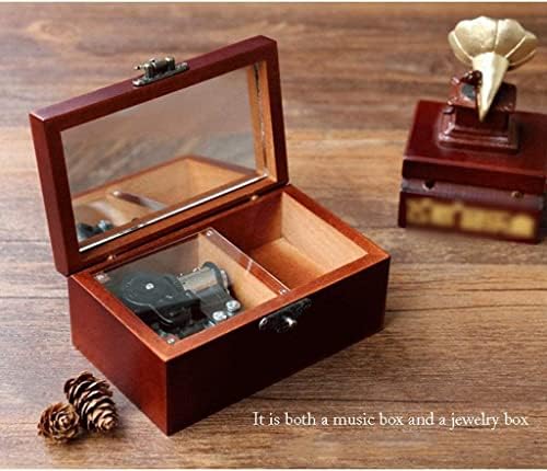 Caixa de música aniic Caixa de música clássica de jóias clássicas para feminino Caixa musical gravada antiga com fechadura para