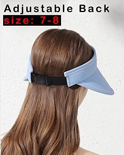 Camstic Women Feminino Proteção UV Resistente ao vento Brim Brim Sun Visor Hat