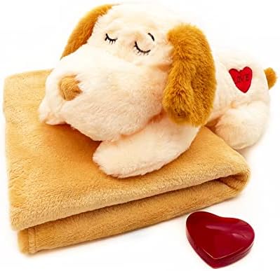 Neecong Dog Backed Animais com batimentos cardíacos e cobertor, pequenos brinquedos para animais de estimação para alívio