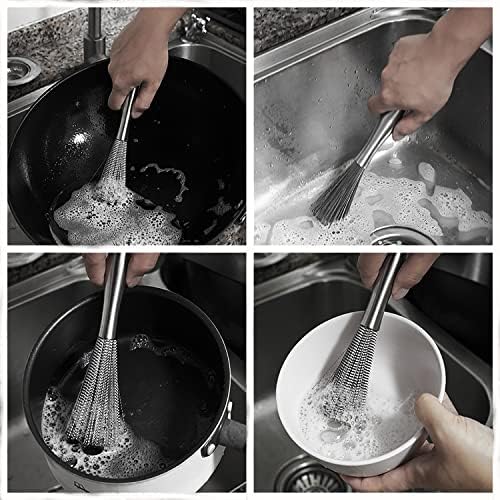 Escova de lavadora de utensílios de cozinha diulazina, escova flexível de limpeza de aço imóvel 304 ， lavagem de louça para vasos de formas de frigideiras grades ， limpeza eficiente de utensílios de cozinha