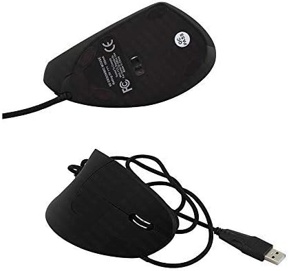Mouse óptico vertical de fio USB CSXInfei, 1200 ~ 3200dpi, 6 botões - preto