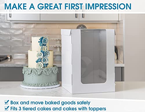 Baker's Dream Box - [10 pacote] caixas de bolo de altura para bolos de camada, caixa de bolo 10x10x14 com janela,