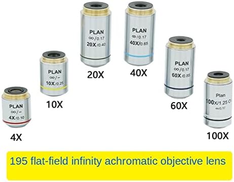 Kit de acessórios para microscópio 4x10x20x40x 60x100x Plano infinito lâminas de microscópio objetivo achromático infinito