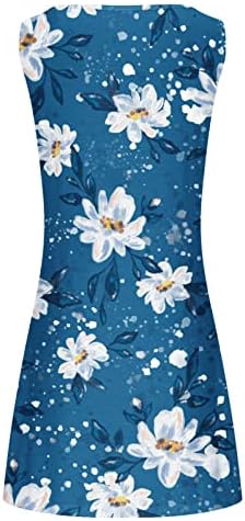 Vestidos de ombro frio feminino Floral Summer Summer Cutout Round Pesh Beach Dress curto vestido de túnica sem mangas