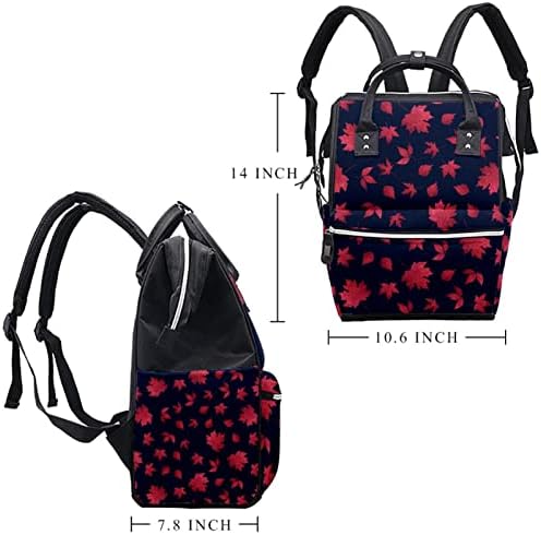 Outono bordo vermelho folhas de fraldas azuis escuras mochila de backpack bebê troca de bolsas de múltiplas funções de grande capacidade