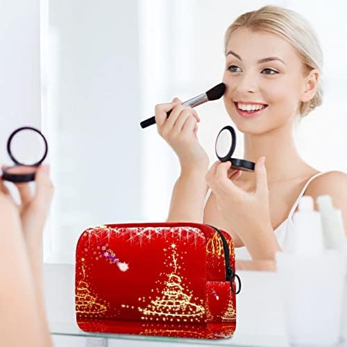 Tbouobt Bolsa cosmética para mulheres, bolsas de maquiagem Presente de viagem à bolsa de higiene pessoal, árvore vermelha de