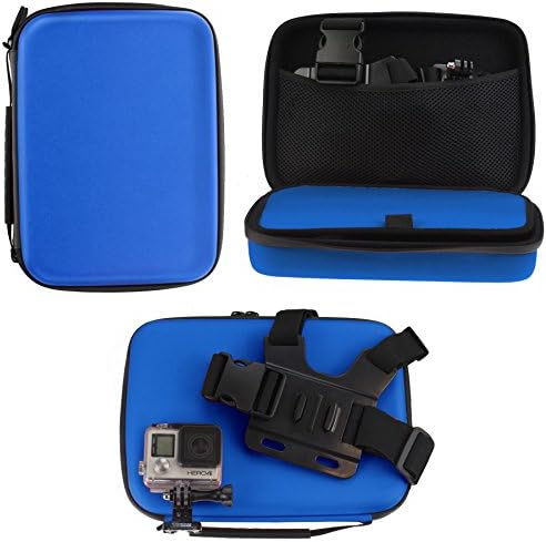 Navitech Blue Heavy Duty Rugged Hard Case/Capa compatível com a câmera de ação maxesla 4K 16MP Full HD