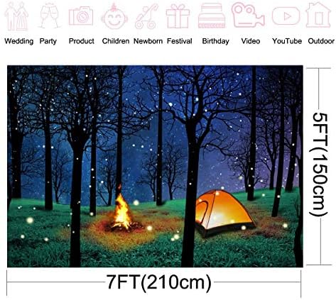 Chaiya encantou o acampamento florestal da floresta noturna de cenas de cena de fundo acampamento de fundo de fundo para camping boy booth banner decoração 7x5ft 106