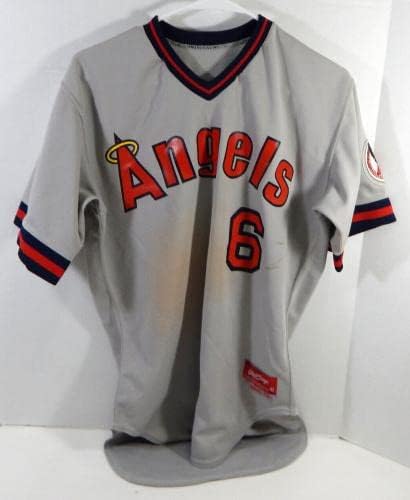 1986 Palm Springs Angels #6 Game usou Grey Jersey 42 DP23970 - Jerseys MLB usada para jogo MLB