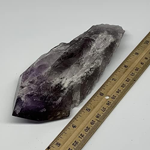WATANGEMS 520 GRAMAS, 7,2 x 2,8 x 1,5 de amosta natural de ametista de ponto superior polido, parte inferior mineral em parte, cristais