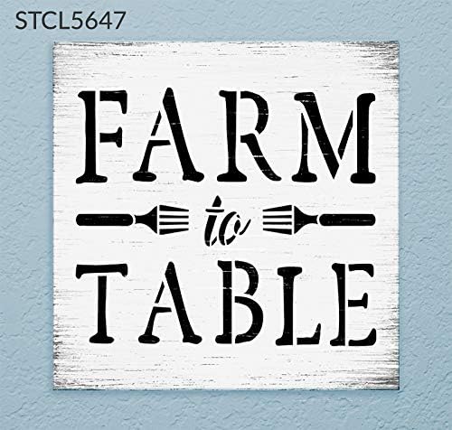 Fazenda para mesa de estêncil com garfos por Studior12 | DIY Farmhouse Kitchen & Home Decor | Artesanato e pintar sinais de madeira rústica | Selecione o tamanho