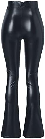 Mulheres Faux Leather Skinny Pants Contrast Zipper Design High Ciay Casual com bolsos levantamentos de booty