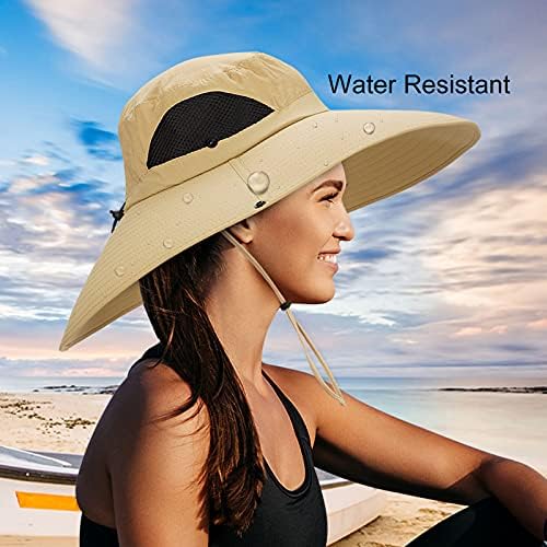 Mulheres de collantia super ampla abrangente chapéu de sol upf50+ chapéu de balde à prova d'água para pesca, caminhada, acampamento