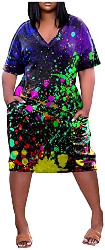 Vestidos africanos Numaller para mulheres 2023 Roupas africanas Poloço de joelho solto Fit Fit V Dress Floral Maxi de