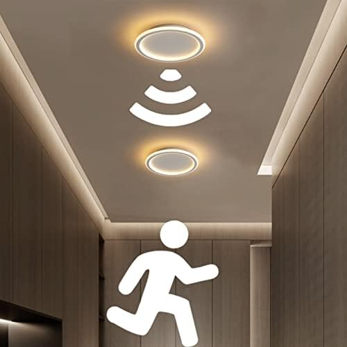 Sensor de movimento moderno Luz de teto LED, luminária de moto de moto de 7,8 polegadas, luminária de moto de 20w Lâmpada de teto ativada por movimento branco Ultra Fin Light for Entrance Hallway Aisle Stair Kitchen