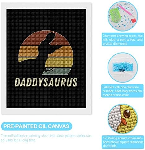 Daddysaurus papai dinossauro kit de pintura de diamante imagens de arte diy full home acessórios para casa adultos presente para
