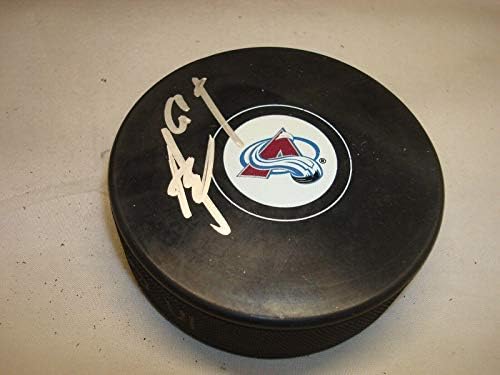 Andre Benoit assinou o Colorado Avalanche Hockey Puck autografado 1a - Pucks autografados da NHL
