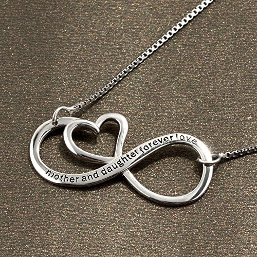 Charmmsstory Mothers Day Mother Filha para sempre Love Infinity Sterling Silver Heart Colar Pingente para mamãe