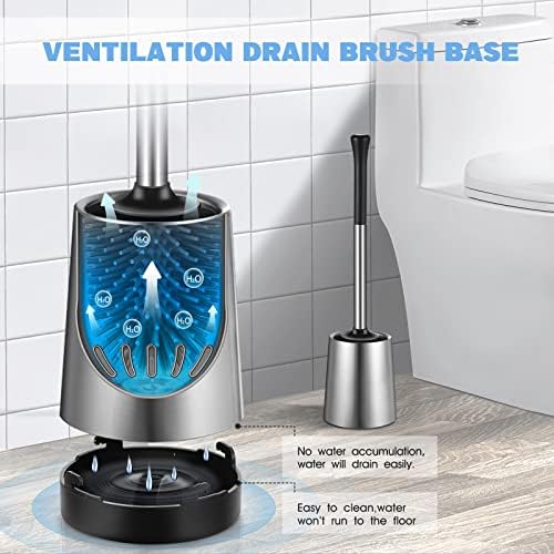 Conjunto de porta -escova do vaso sanitário: Silicone Aço inoxidável Limpeza profunda Brush limpador para banheiro Bainom