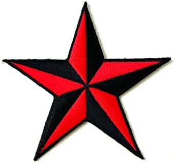 PL vermelho preto preto náutico sinalizador de símbolo de estrela Costurar ferro em apliques de apliques bordados traje de roupa de mancha de mancha