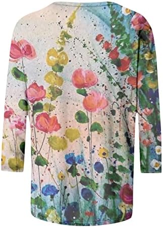 Camisetas seryu t para mulheres tripulantes de verão 3/4 tampos de mangas Blusa de pulôver solto casual impressão floral