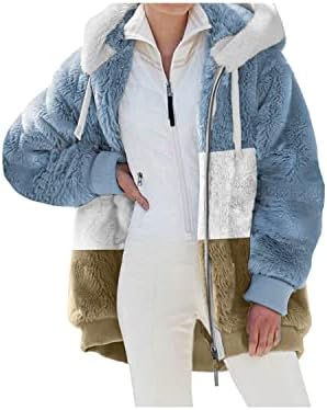 Casacos de inverno femininos, feminino fofo de lã de inverno casacos colorido jaquetas de colorido zípeis com casacos para fora de casa
