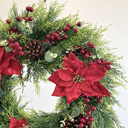 Mxiaoxia Simulação Christmas Wreath Wreath Red Pine Cone American Holiday Door Decoration Greath