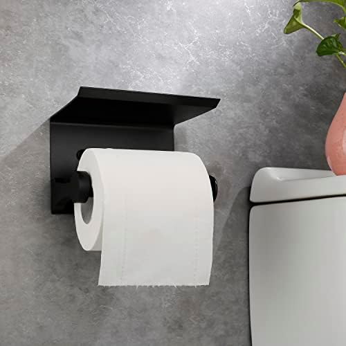 Suporte de papel higiênico de gewtur com prateleira, adesivo ou parafuso de papel higiênico de papel, suporte de rolo de vaso sanitário