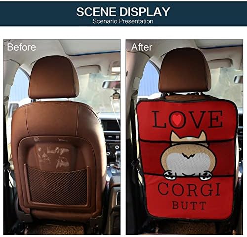 Love Corgi Butt Car Back Protector de chutes Organizador Proteção à prova d'água com bolsos de armazenamento 1pc