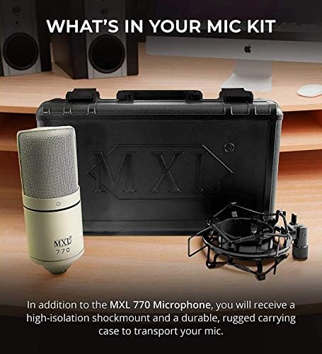 Microfone de condensador cardióide MXL 770 Blucoil MXL para gravar vocais, pianos, guitarras e instrumentos de cordas Bundle