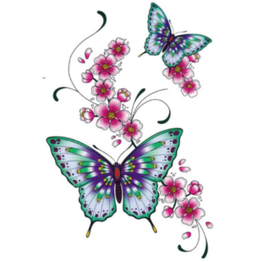 1pc Tattoo temporário de d'água 1PC Adesivo de tatuagem Big Breante Butterfly Tattoo para feminino